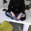 ON BOARD: Kirsty McEwing of So Furniture in Westbourne demonstrates the strength of the desk